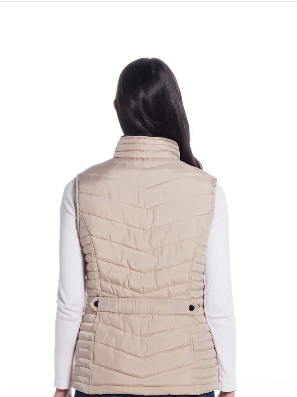 Weatherproof Women's Quilted Puffer Vest - Beige - Picture 6 of 7